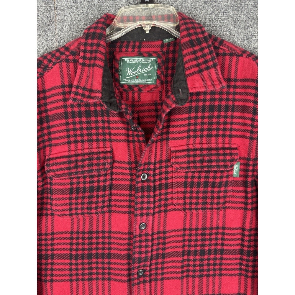 Woolrich Shacket Men's Sz XL Buffalo Plaid Red Black Button Up Shirt Jacket